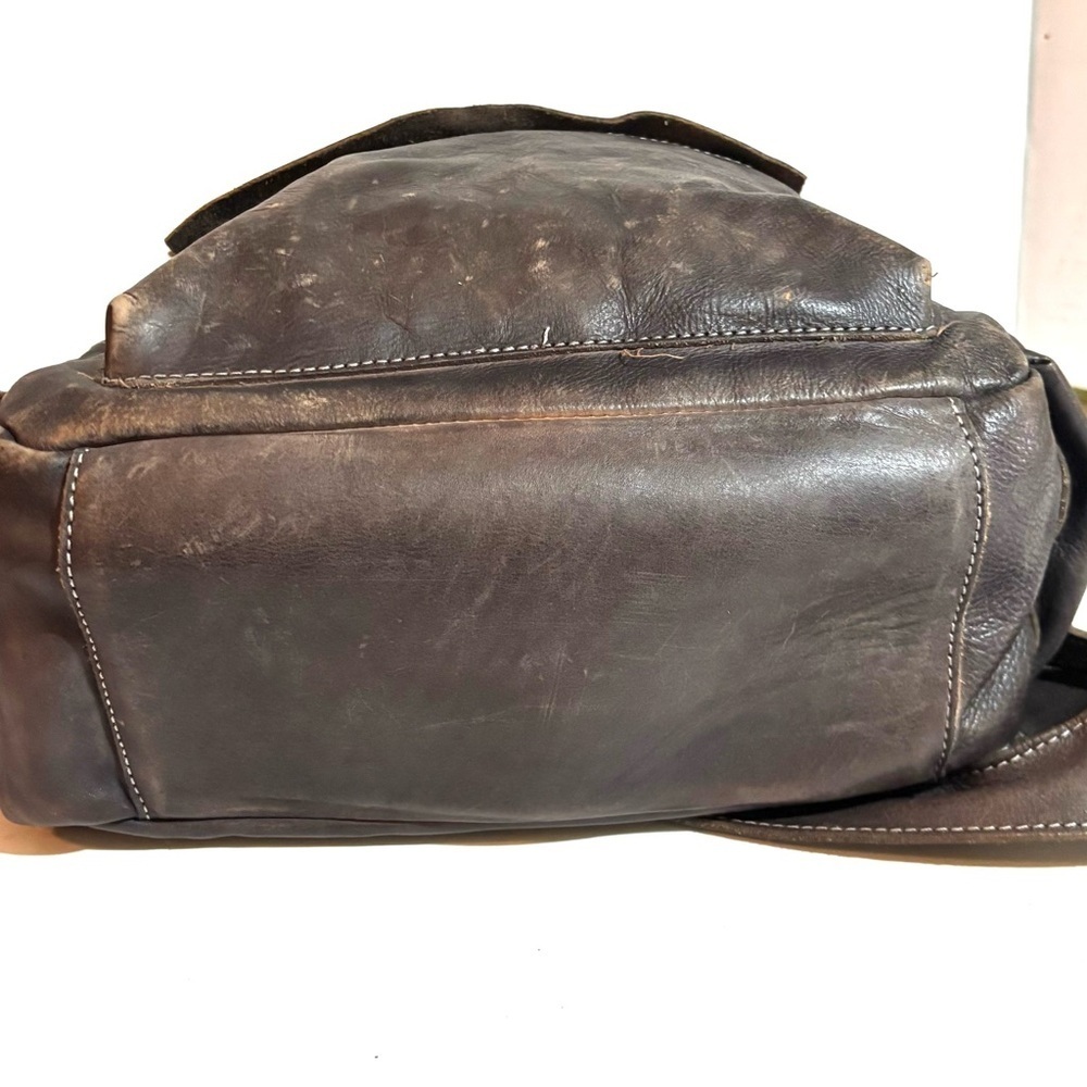 Handmade vintage unisex Classic gray Brown distressed Leather Backpack - Picture 3 of 10